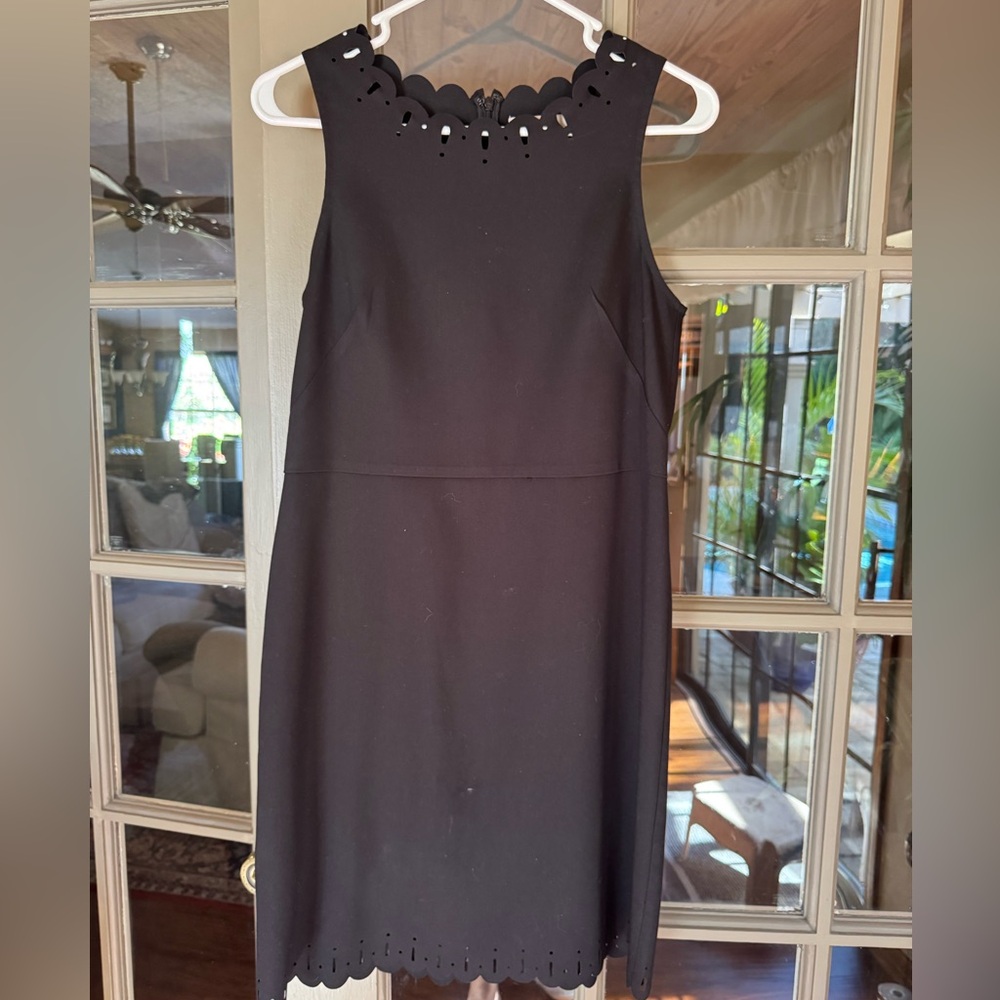 LOFT Black Midi Dress with Cutout Detail